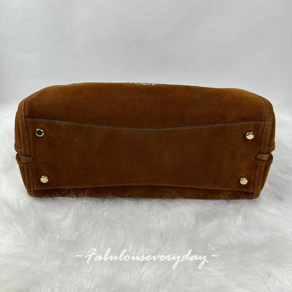 Coach Erin Shoulder Bag In Suede/Gold/Warm Brown CET41 NWT - Picture 8 of 10